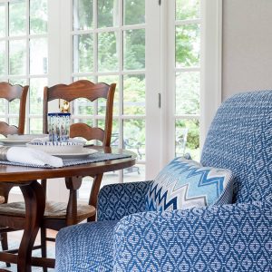 Crisp Casual dining room chair details by Gale Michaud Interiors